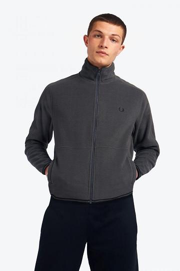 Geaca Barbati Fred Perry Polar Fleece Track Negrii | RO 1235EBCX